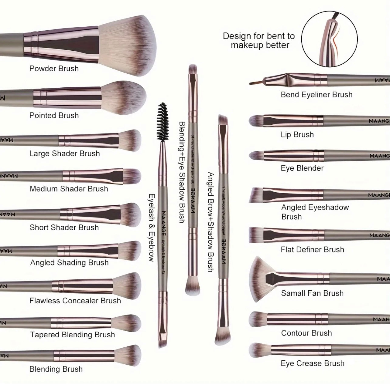 Kit de 20 brochas de maquillaje y accesorios
