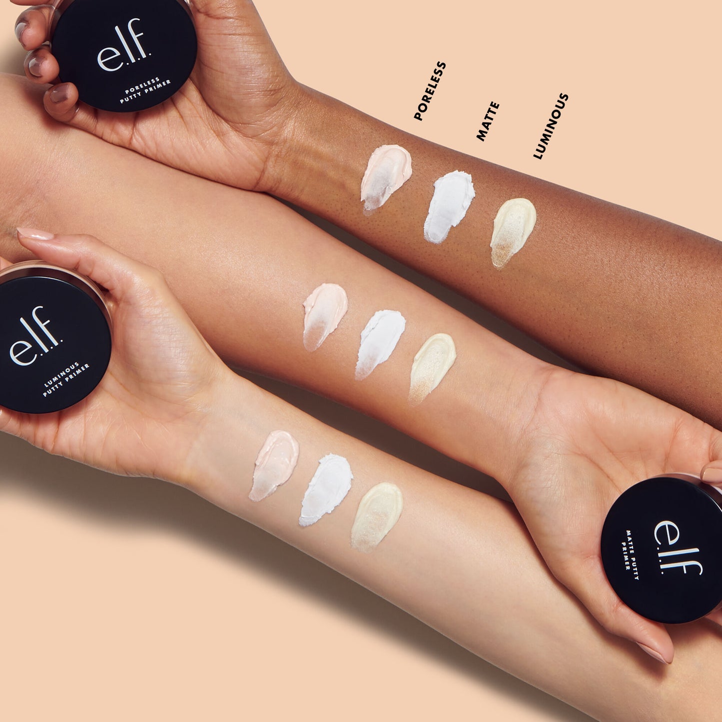 Putty primer trio- Set de primer mate, luminoso y poros elf