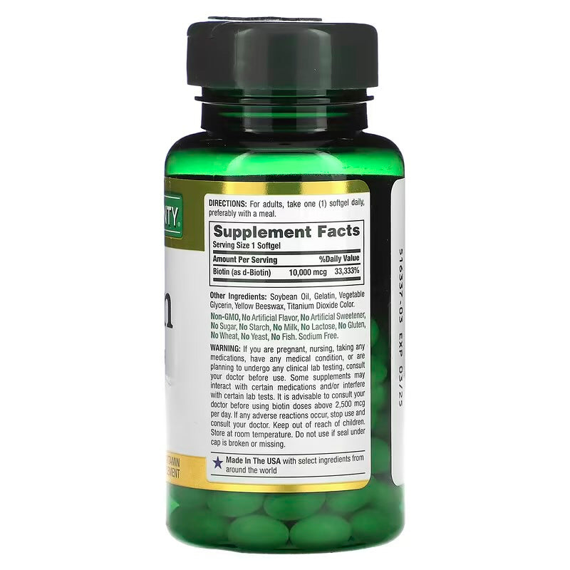 Biotina Nature’s Bounty 10,000 mcg 120 cápsulas